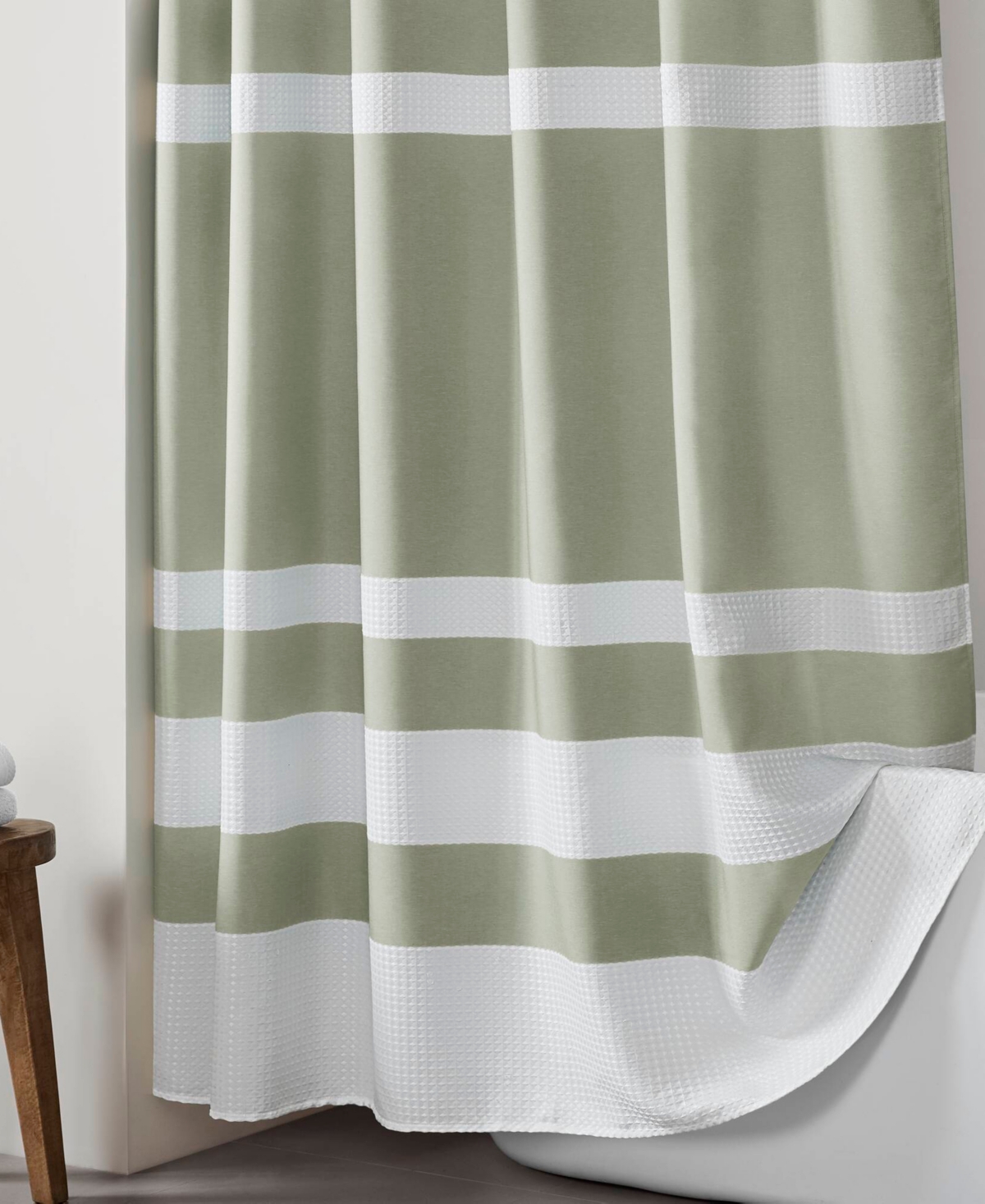Madison Park Spa Waffle 3m-scotchgard Shower Curtain, 72" X 78" In Sage Green