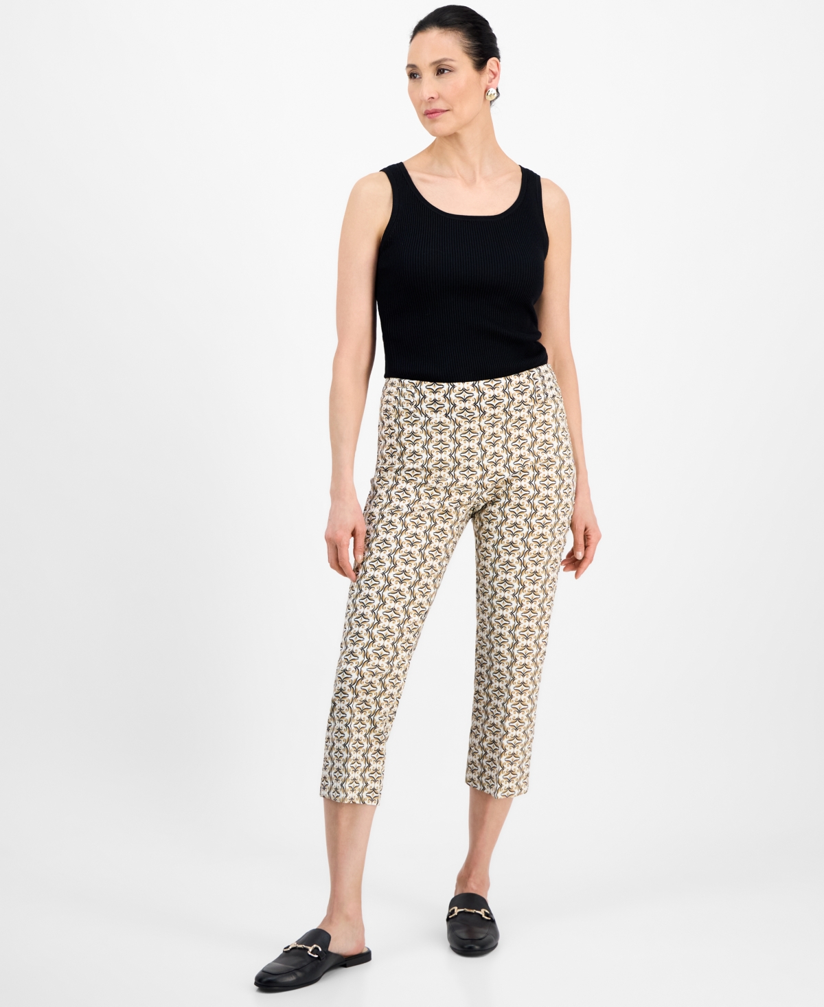 Women's Printed Pull-On Capri Pants, Exclusively at Macy's - Coffee Cake Combo