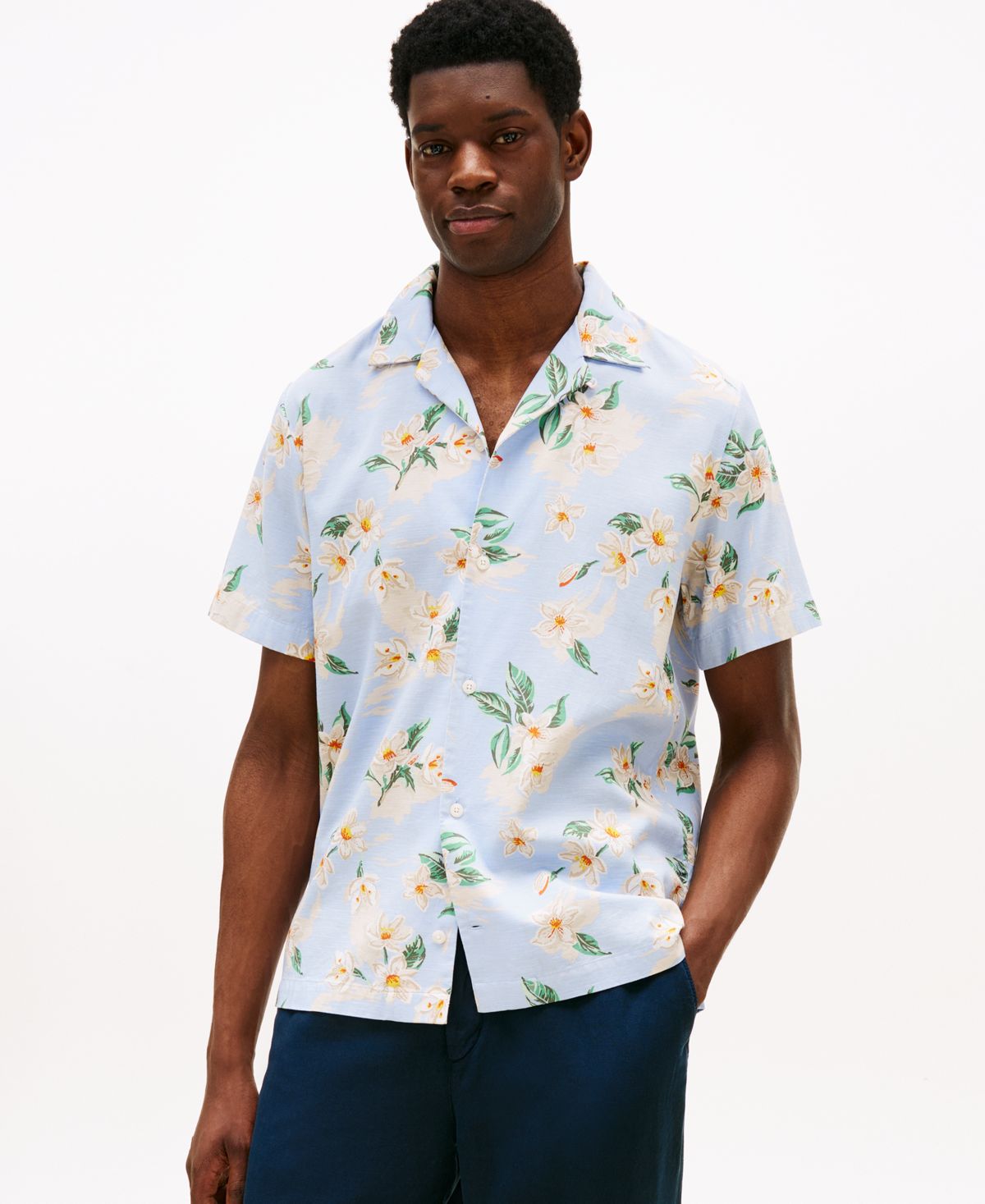 Мужская походная рубашка обычного покроя с цветочным рисунком