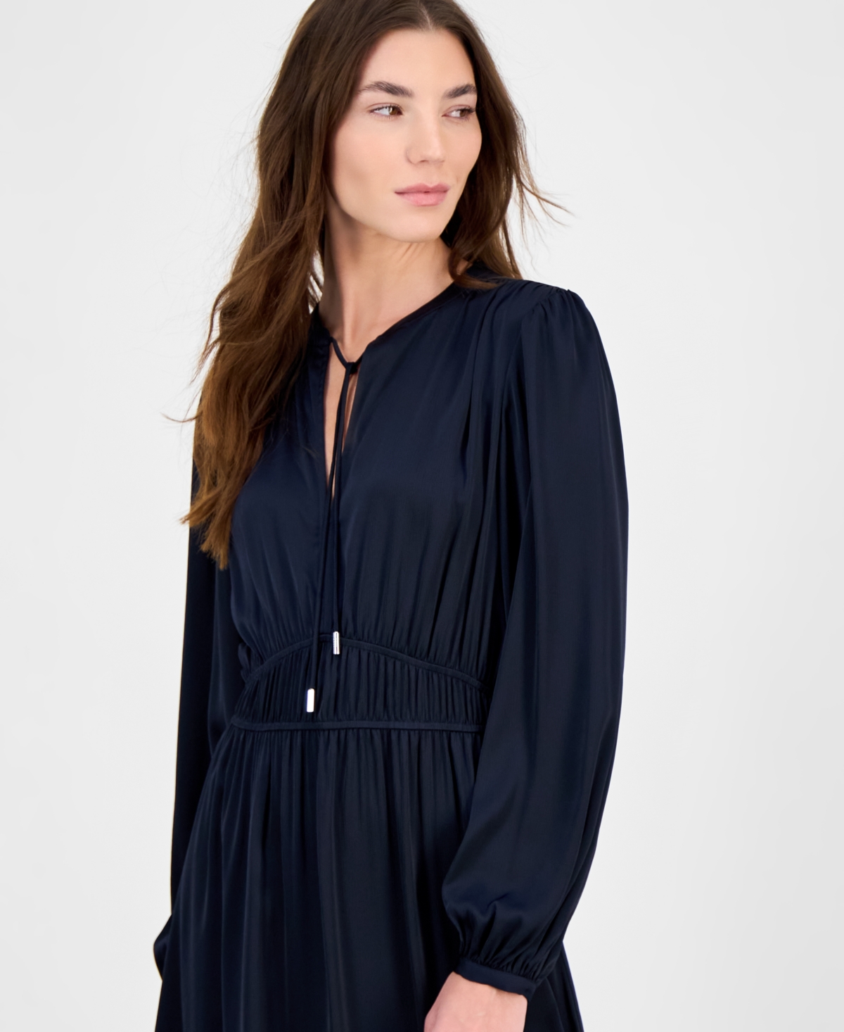 HUGO BOSS WOMEN'S RUCHED-WAIST SATIN MINIDRESS 