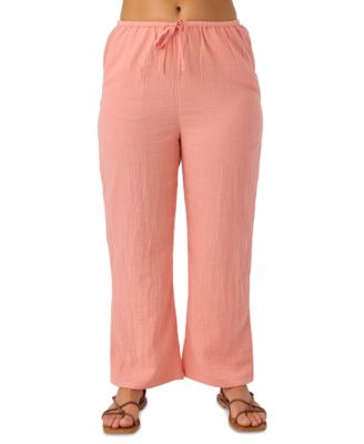Juniors' Brenda Pull-On Cotton Crinkle Pants