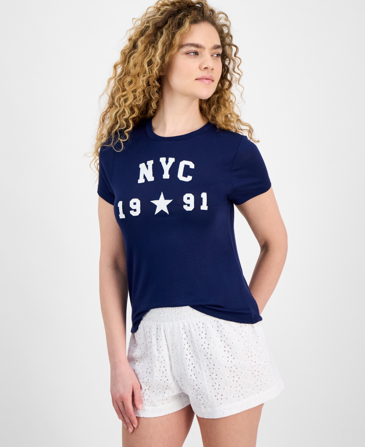 Rebellious One Juniors' Nyc Graphic Crewneck T-shirt