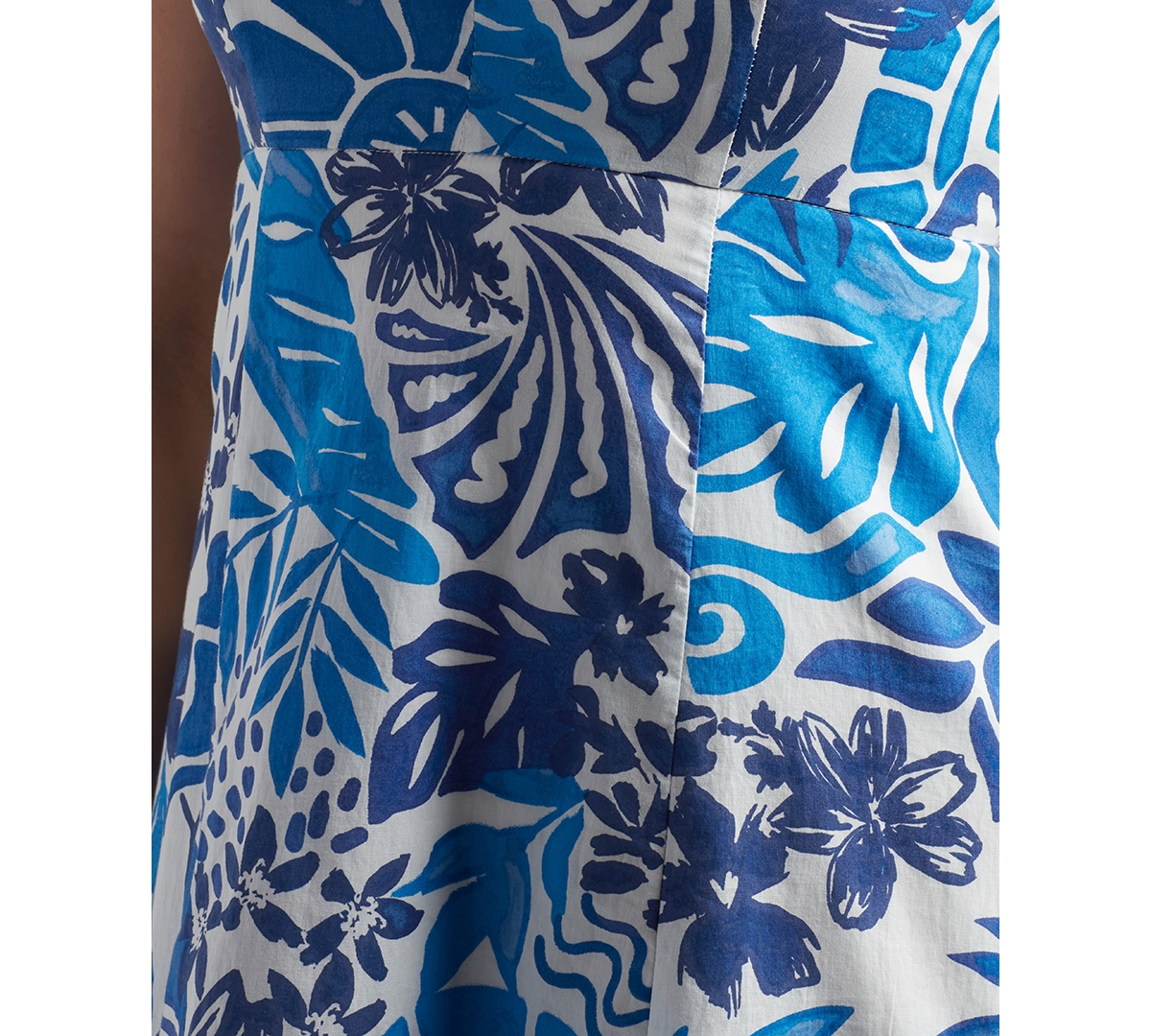 Bcx Juniors' Printed Cotton Sweetheart Midi Dress In Blue