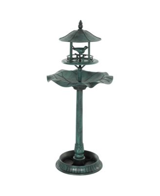 3-in-1 Outdoor Pedestal Bird Bath Feeder Planter Decor -