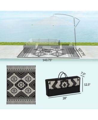 Outdoor Rug, 9' x 12' Floor Mat, Toothed Rhombus