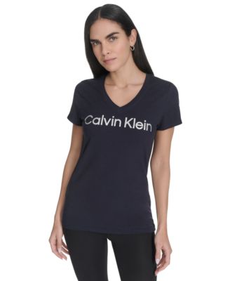 Calvin Klein - Women's V-Neck Logo Short-Sleeve T-Shirt