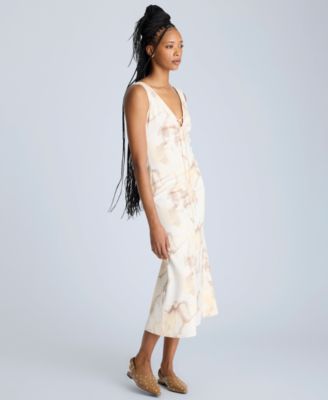 Women's Printed Tie-Detail Midi Dress