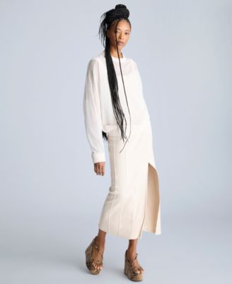 Women's Seamed Knit Bodycon Midi Dress