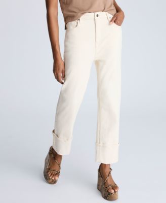 Women's High-Rise Straight-Leg Wide-Cuff Jeans