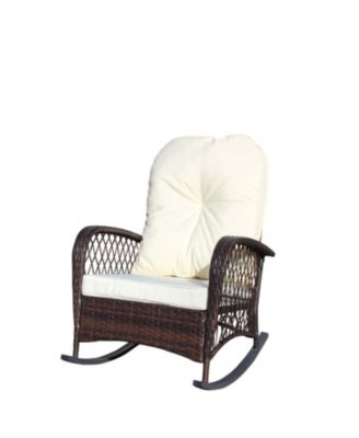 Streamdale Outdoor wicker rocking chair with cushion, Patio, garden, backyard, Beige