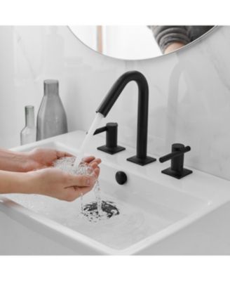 8 in. Widespread Double Handle High-Arc Bathroom Faucet Water-Saving With Drain Kit In Brushed Nickel