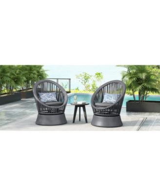Streamdale Gray swivel wicker lounge chairs (set of 2), Modern, rattan/iron frame