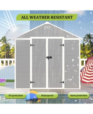 Campcraft 8x8 resin shed, durable PP, waterproof, UV/rust proof, large storage, HD window