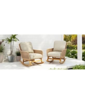Streamdale Beige wicker rocking chairs (Set of 2), Indoor/outdoor use
