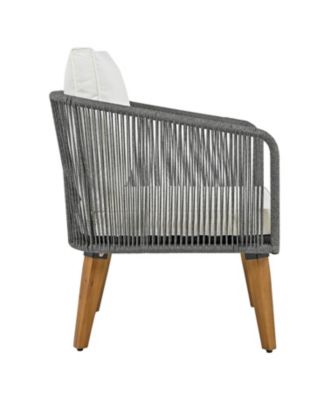 Streamdale 4-Piece Patio Furniture Set, Loveseat, Rope Conversation Set, Cushions (Beige/Grey)