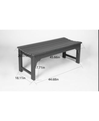 Streamdale Black, backless HDPE Adirondack bench, Wood texture, all-weather, UV protected