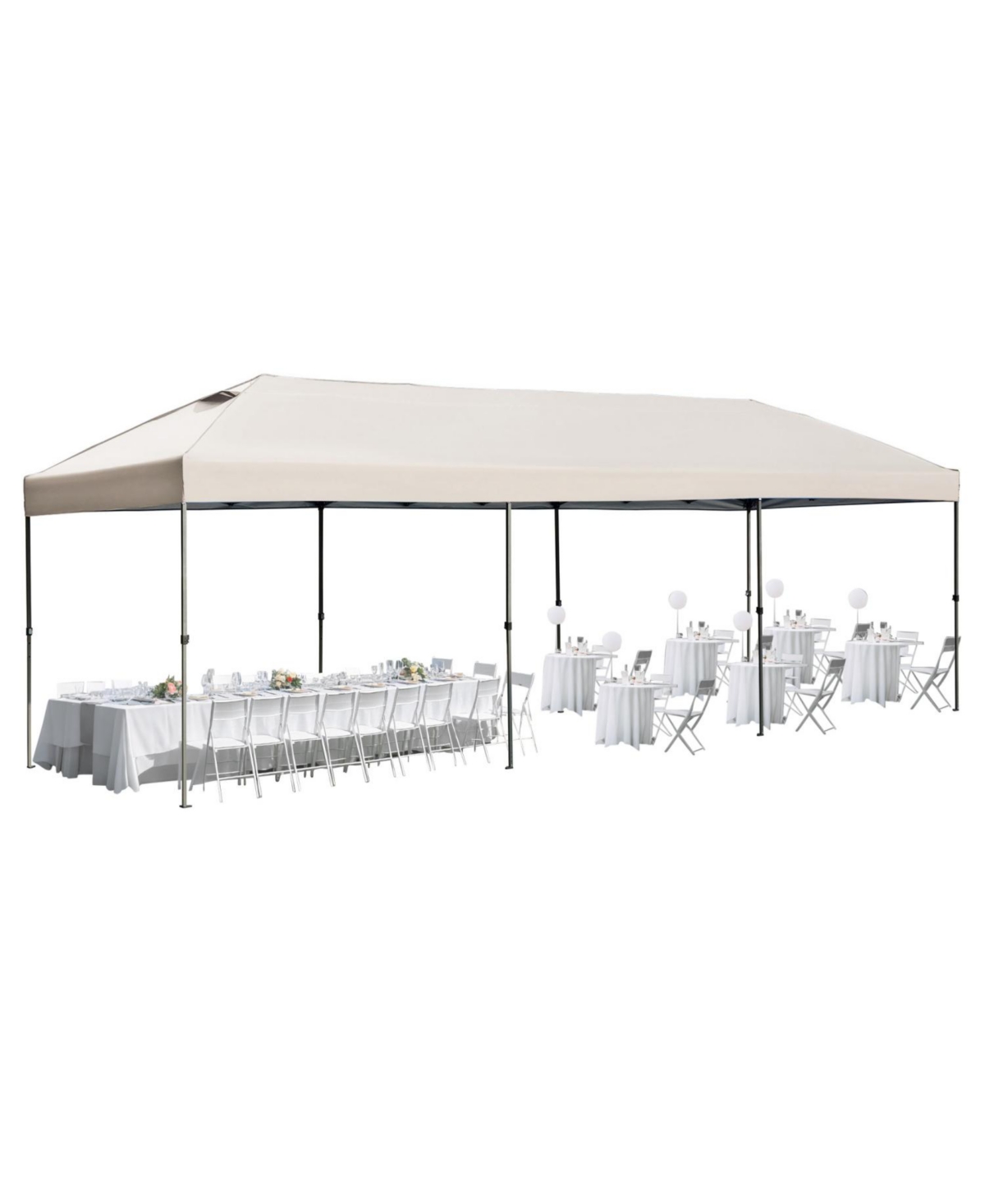 10x30 Pop-Up Canopy with Sidewalls, Wheeled Bag, Khaki - Khaki