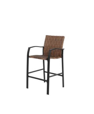 Streamdale 3-Piece Outdoor Rattan Bar Set, Glass Table, Wicker Stools, Brown
