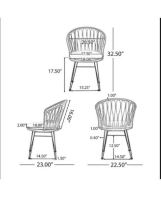 Streamdale Boho Rattan Patio Dining Chairs - Set of 2