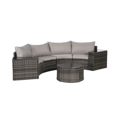 7-Pc Half-Moon Patio Set, Sectional Sofa & Glass Coffee Table