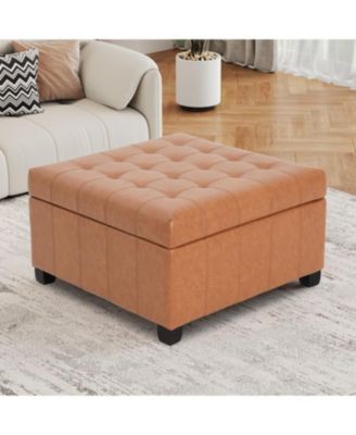 Tufted Waffle Stitch Storage Ottoman - 31" x 31"