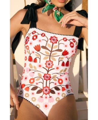 Women's Floral Symphony Embroidered Swimsuit
