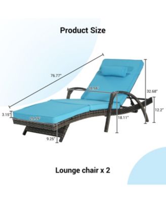 Streamdale Outdoor Wicker Reclining Lounge Chair Set, Cushioned, 150° Recline