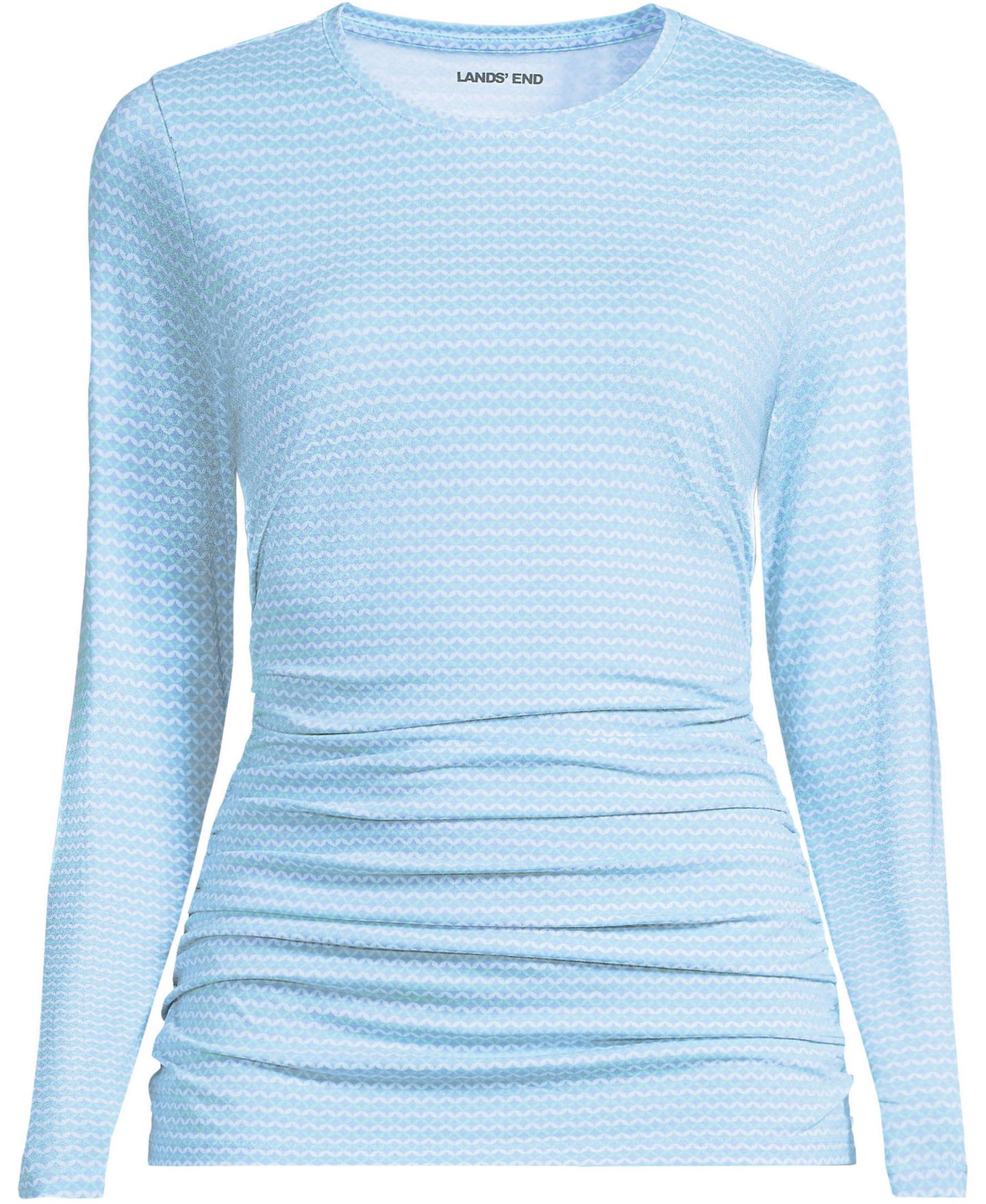Женская футболка Lands' End Power Performance Long Sleeve Fitted, цвет: Небесно-голубой полосатый — фото 3