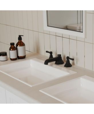 8 in. Widespread Double Handle 3 Hole Bathroom Faucet Water-Saving with Metal Drain