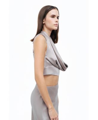 Women's Backless Belted Blouse