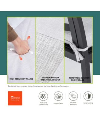 Streamdale 7-PC Aluminum Patio Set, 4 Chairs, 2 Rockers, Table (Umbrella Hole), Burbon