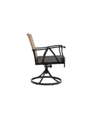 Streamdale 7pc Patio Dining Set, Wicker, Swivel Rockers, Cushions, Table