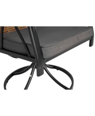 Streamdale 7pc Patio Dining Set, Wicker, Swivel Rockers, Cushions, Table