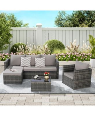 Streamdale 3-Piece Patio Set, Woven L-Shaped Sectional, Sofa, Lounger & Coffee Table
