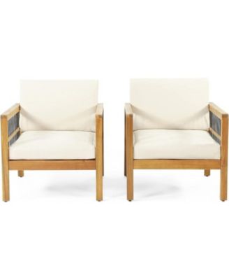 Streamdale Acacia/Wicker Outdoor Club Chair, Deep Seating, Beige Cushion