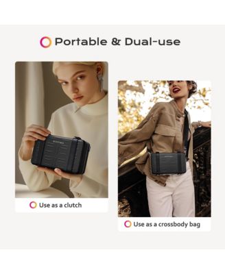 Mini Suitcase Crossbody Bag Portable Hard Shell Aluminum Cosmetic Makeup Case with Adjustable Strap Travel Handbag for Makeup Artist,Red