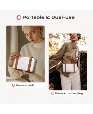 Mini Suitcase Crossbody Bag Portable Hard Shell Aluminum Cosmetic Makeup Case with Adjustable Strap Travel Handbag for Makeup Artist,Red