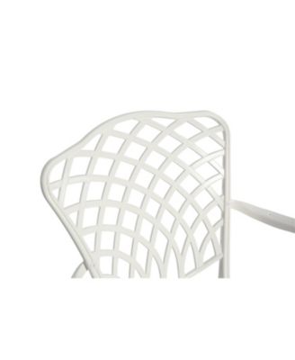 Streamdale 3-Piece White Patio Bistro Set, Cast Aluminum Table & 2 Chairs, Umbrella Hole