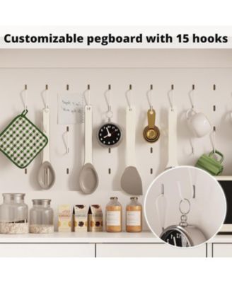 Coffee Bar Cabinet with Storage and Pegboard and Power Outlet