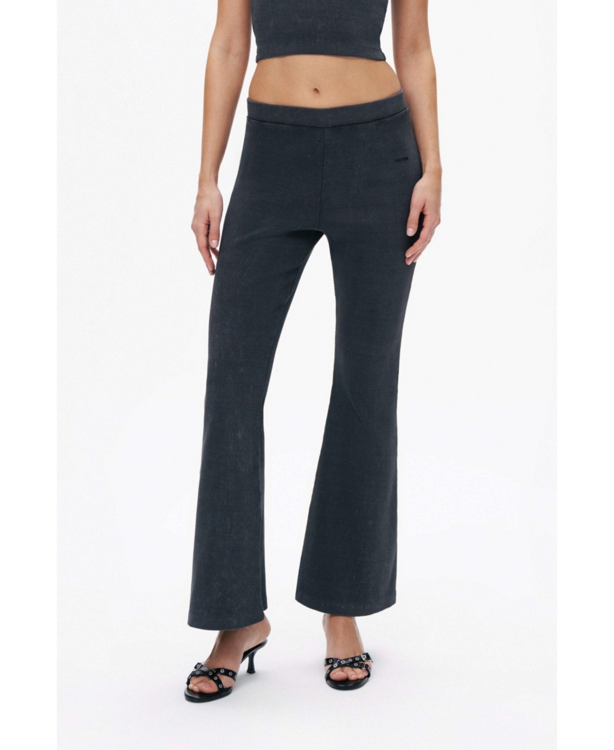 Women's Ribbed Bell-Bottom Pants - Anthracite