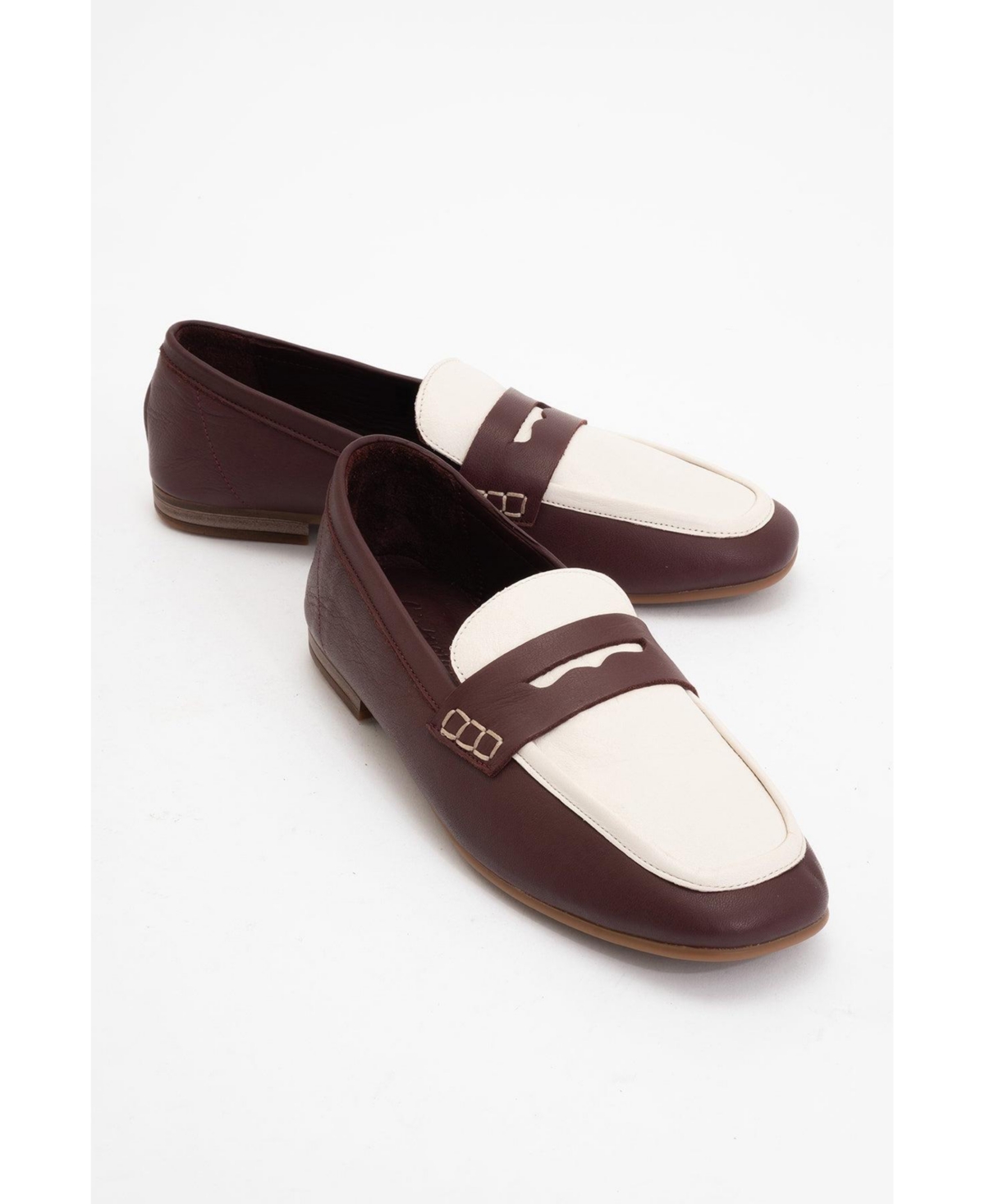 Women's Skye Leather Loafer - Black white leather