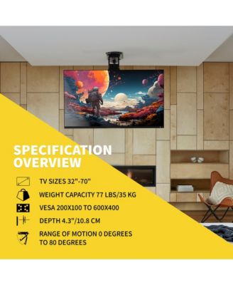Motorized Ceiling Tv Mount For Tvs 32" - 70" Up To 77 lbs With Smart App and Remote