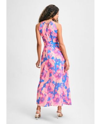 Women's Halter Tie Waist Ankle Length Dress