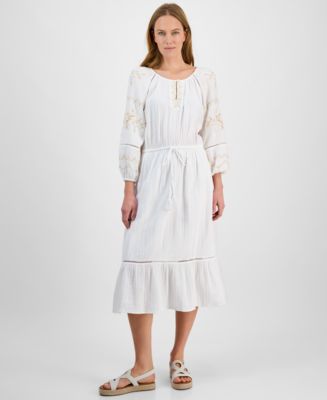 embroidered gauze midi dress The Sea Is Calling Embroidered Maxi Dress Small / Seagreen main image 0