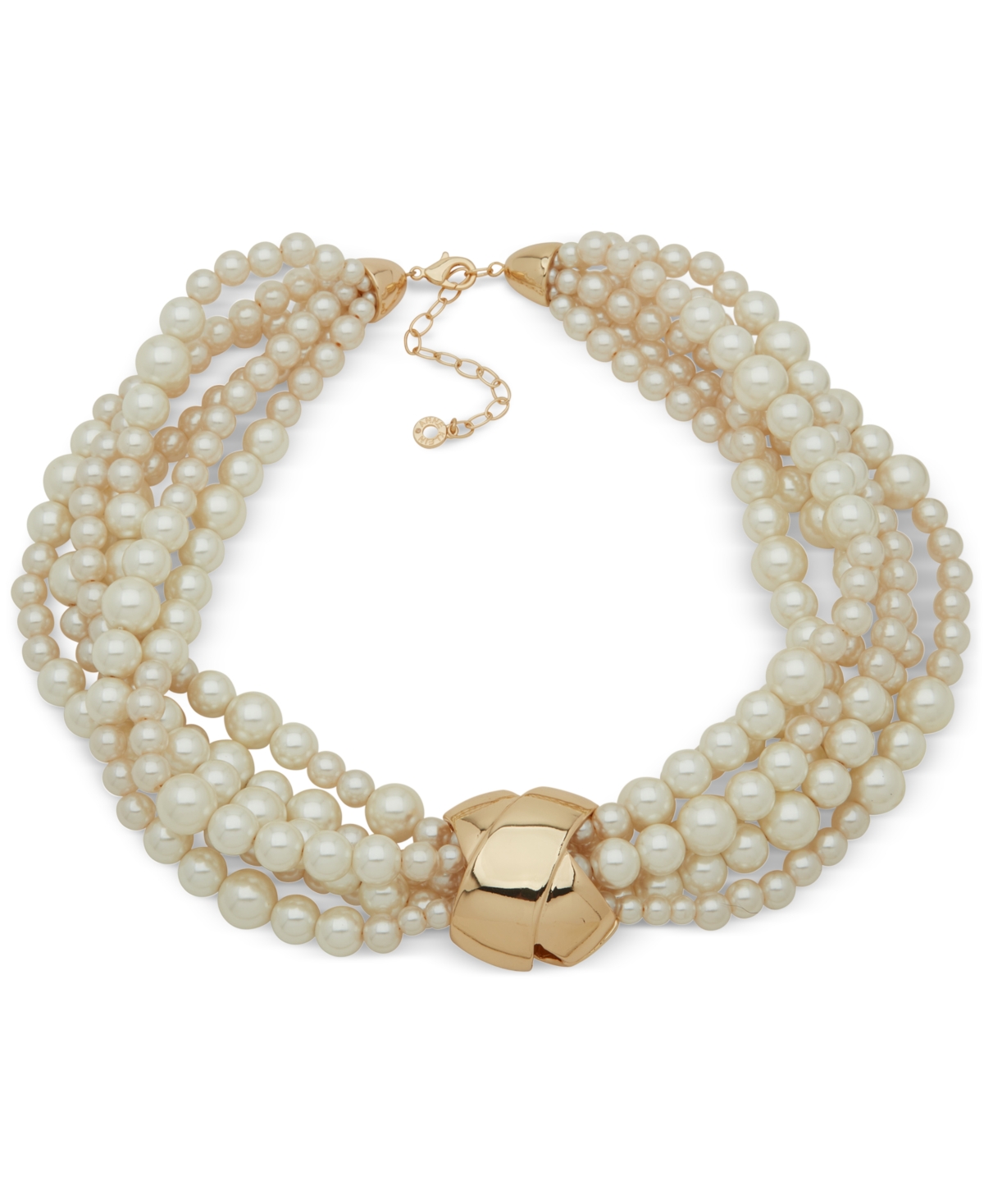 Gold-Tone Imitation Pearl Multi Strand Statement Necklace, 16" + 3" extender - Pearl