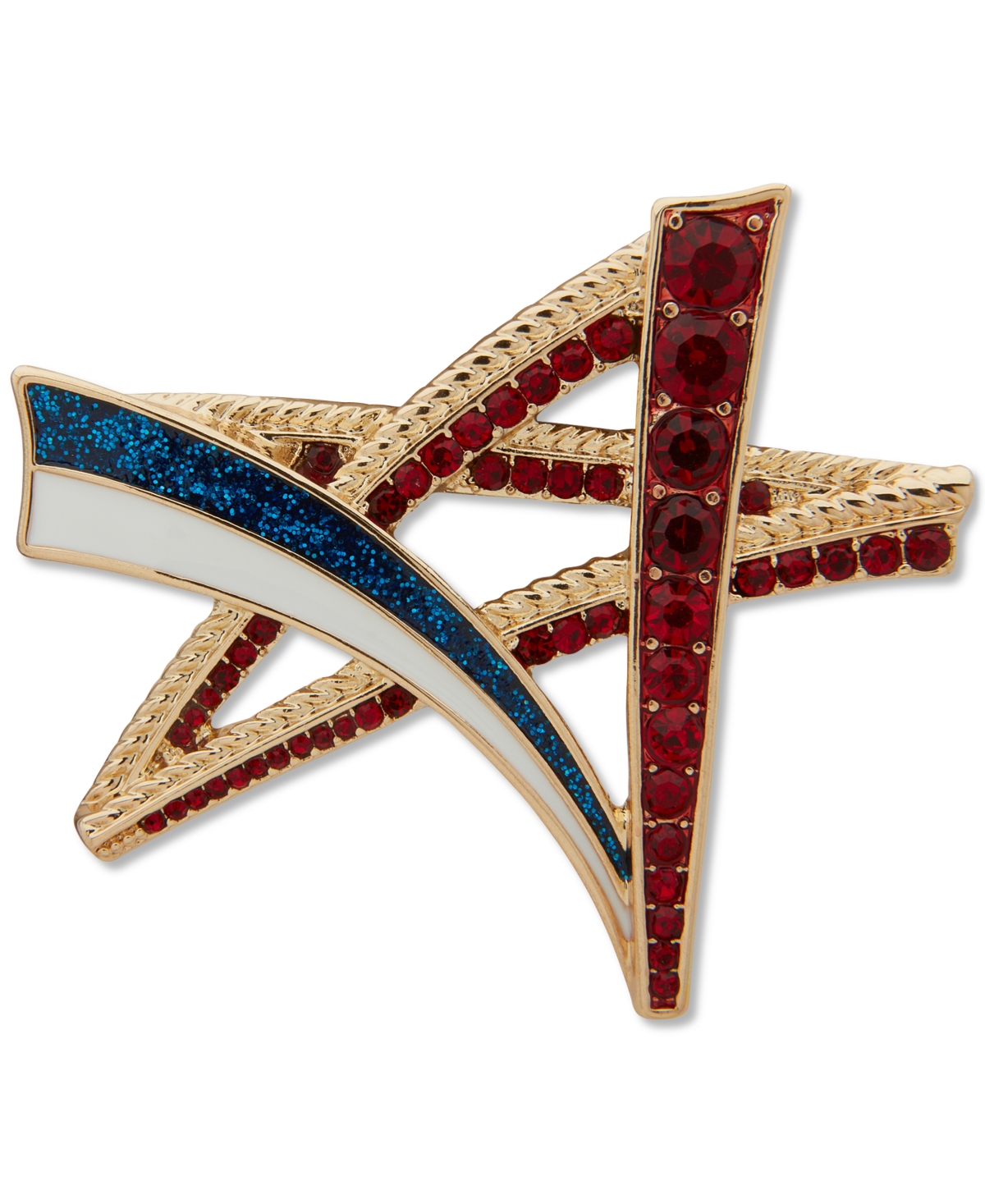 Gold-Tone Crystal Red, White & Blue Star Pin - Multi