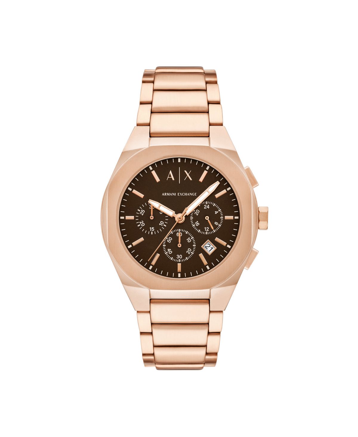 Мужские кварцевые часы с хронографом из розового золота и нержавеющей стали, 42 мм