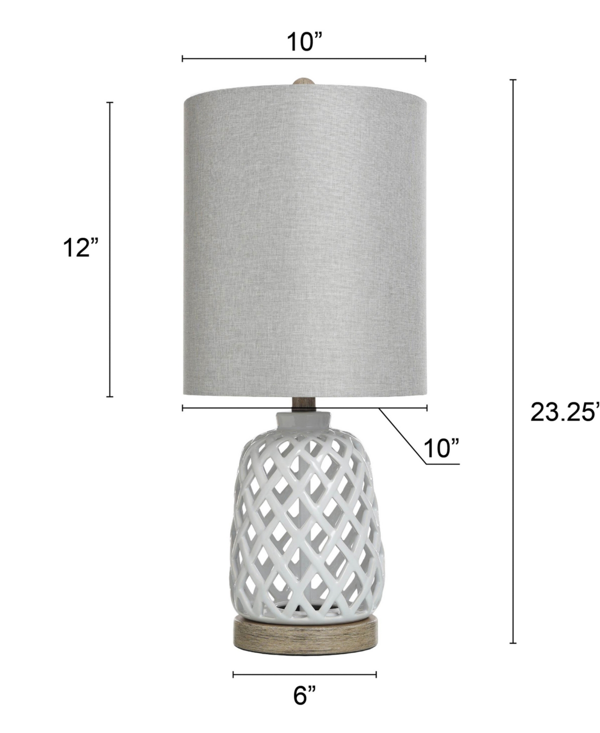 Stylecraft Home Collection 23.3" Weave Ceramic Table Lamp In White