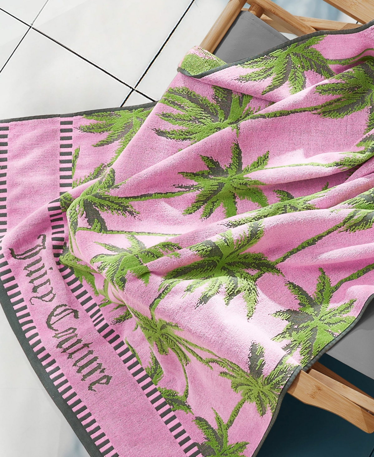 Juicy Couture Palm Trees Cotton Beach Towel, 36" X 72" In Palm Tree