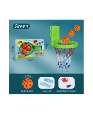 Toddler 2-in-1 Bathroom Basketball Hoop Playset with Suction Cups & Tying Straps – Mini Basketball Hoop for Bathtub & Door, Interactive Bath Toy with 3 Soft Balls